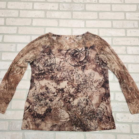CJ BANKS Womens Rustic Lace Long Sleeve with Rhinestones Size 1X - Picture 13 of 13